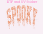 Orange Lace Spooky Varsity Letters Halloween DTF TRANSFER or UV DTF STICKER DECAL