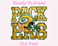 NFL Packers Faux Sequins Faux Embroidery Football DTF TRANSFER