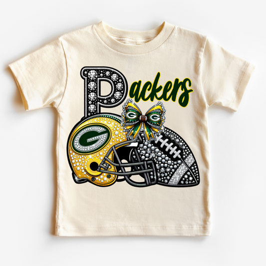 Packers Faux Sequins Faux Embroidery Football DTF TRANSFER