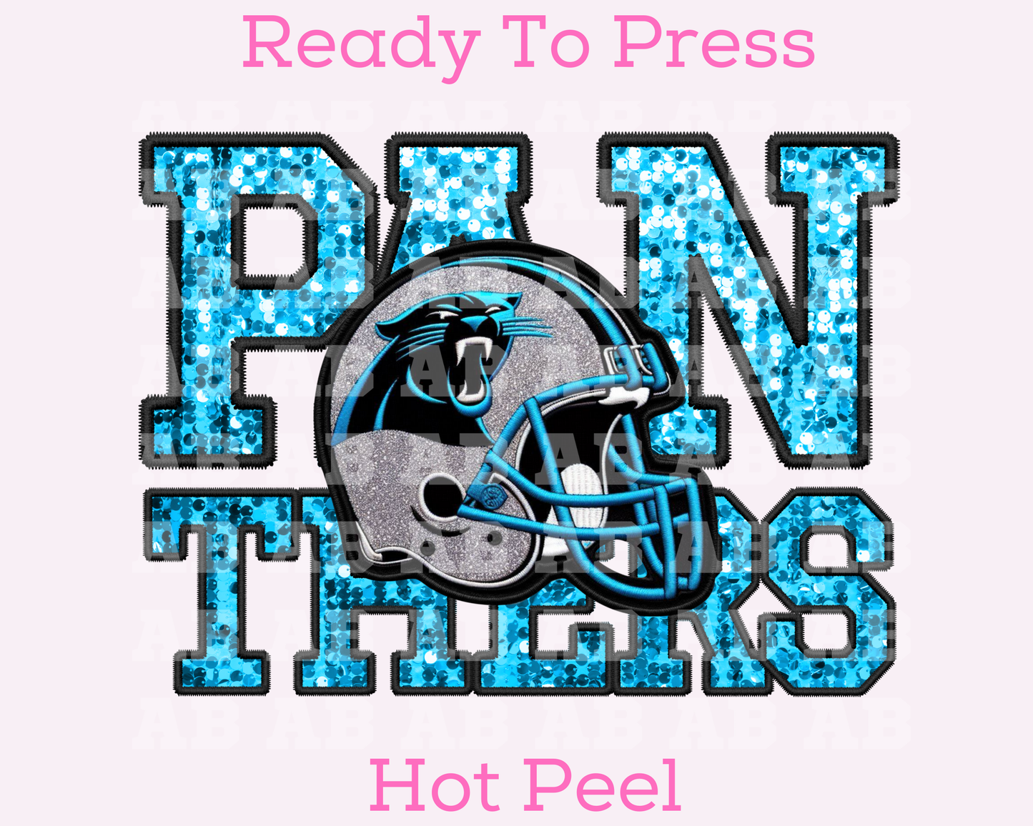 NFL Panthers Faux Sequins Faux Embroidery Football DTF TRANSFER