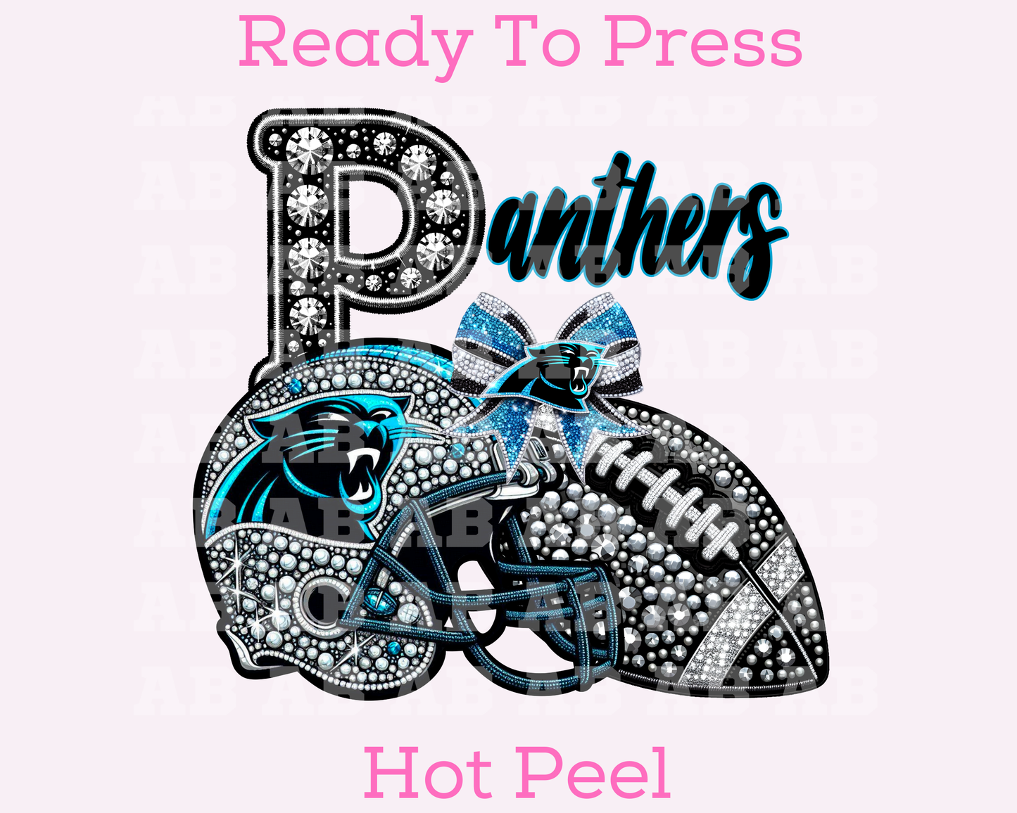 Panthers Faux Sequins Faux Embroidery Football DTF TRANSFER