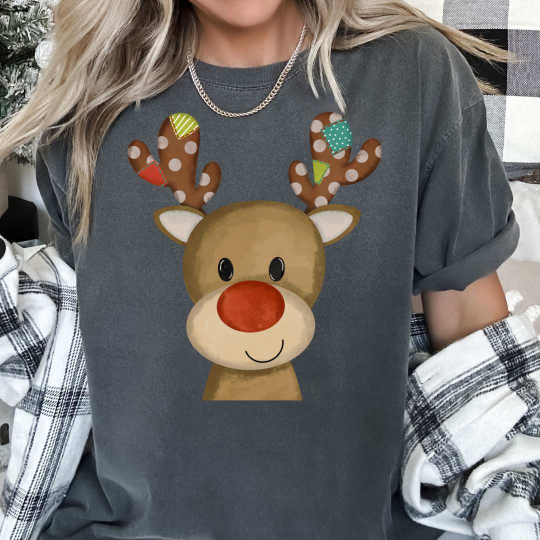 Patchwork Boy Reindeer DTF TRANSFER