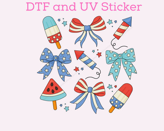 USA Collage Patriotic DTF TRANSFER or UV DTF STICKER 4th of July