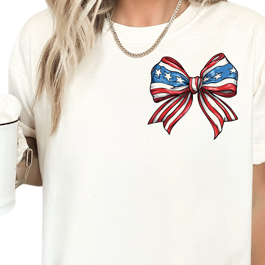 Coquette Bow 4th of July Patriotic DTF TRANSFER