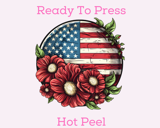Rustic American Flowers Patriotic DTF TRANSFER or UV DTF STICKER