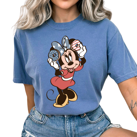 Minnie With Patriotic Donuts Disney DTF TRANSFER