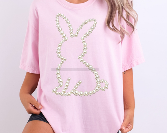 Faux Pearl Easter Bunny DTF TRANSFER or UV DTF STICKER