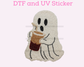 Faux Pearl Ghost with Coffee Halloween DTF TRANSFER