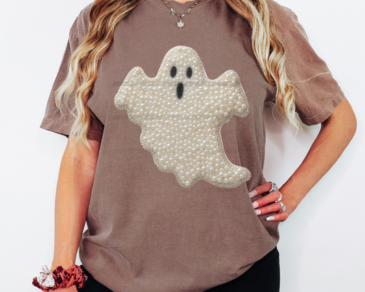 Faux Pearl Ghost Halloween DTF TRANSFER