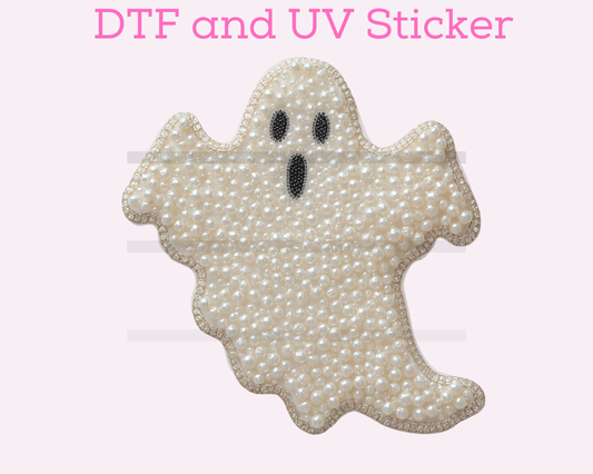 Faux Pearl Ghost Halloween DTF TRANSFER