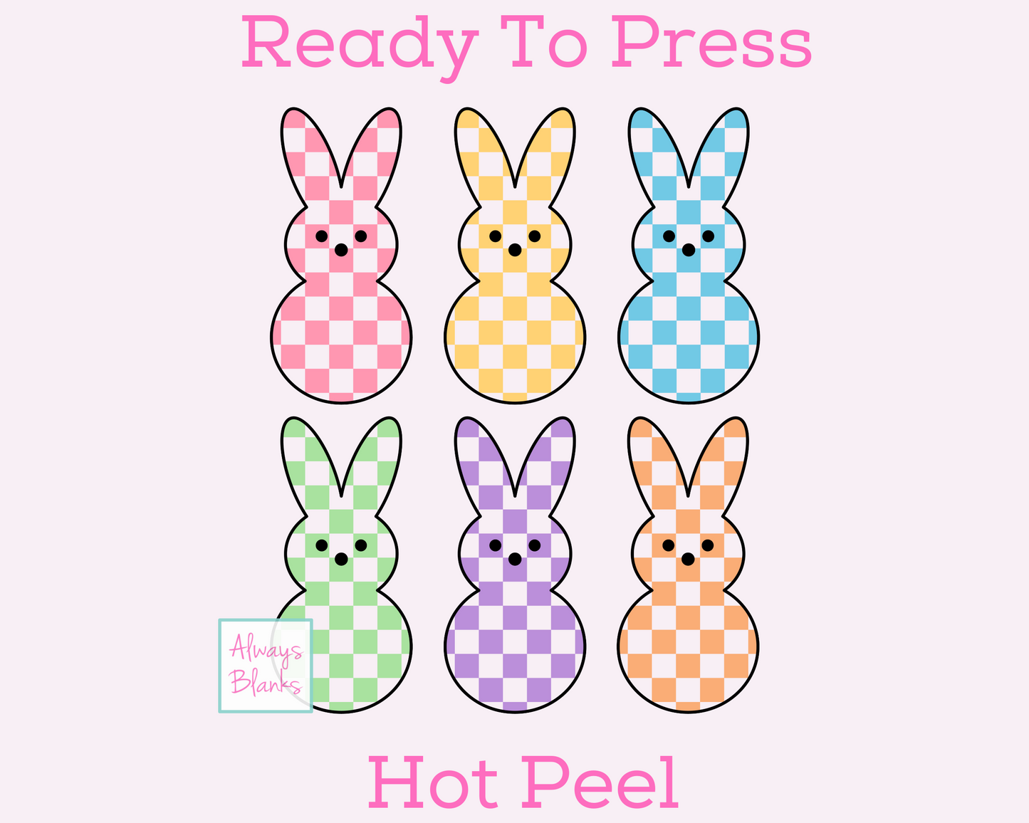 Checkered Bunny Easter Peeps Collage Easter DTF TRANSFER