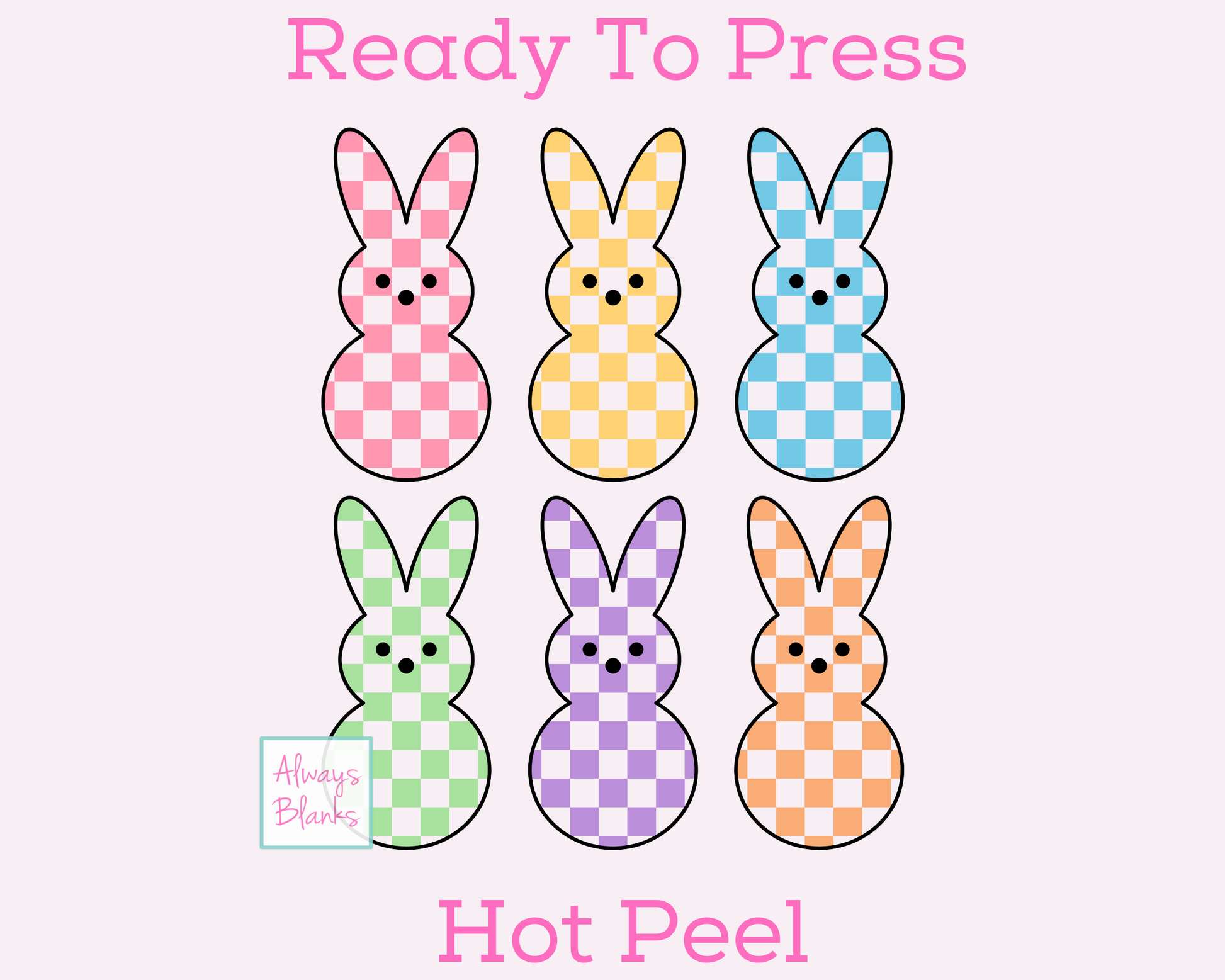 Checkered Bunny Easter Peeps Collage Easter DTF TRANSFER