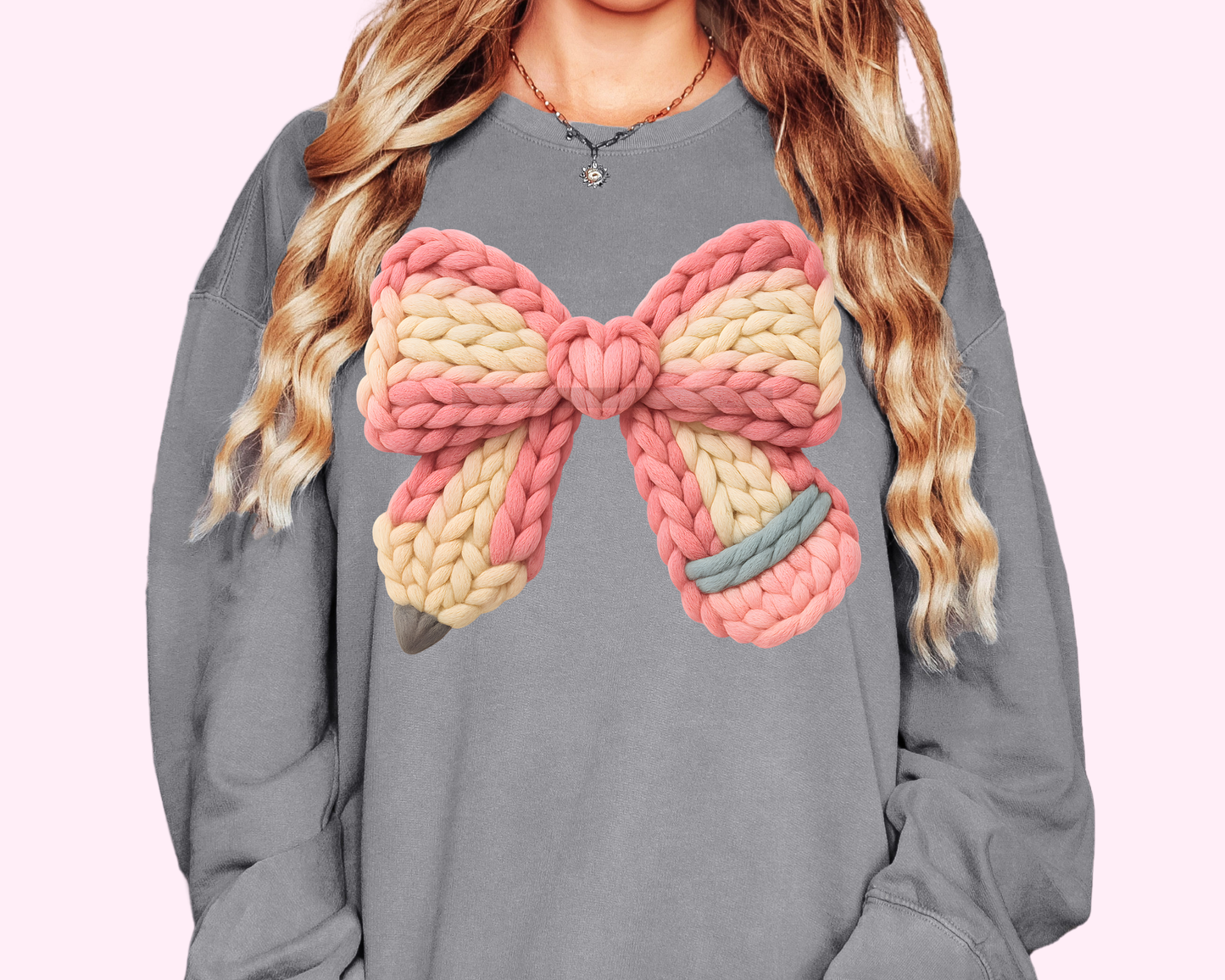 Teaching Faux Yarn Pencil Bow Valentines Day Love DTF TRANSFER