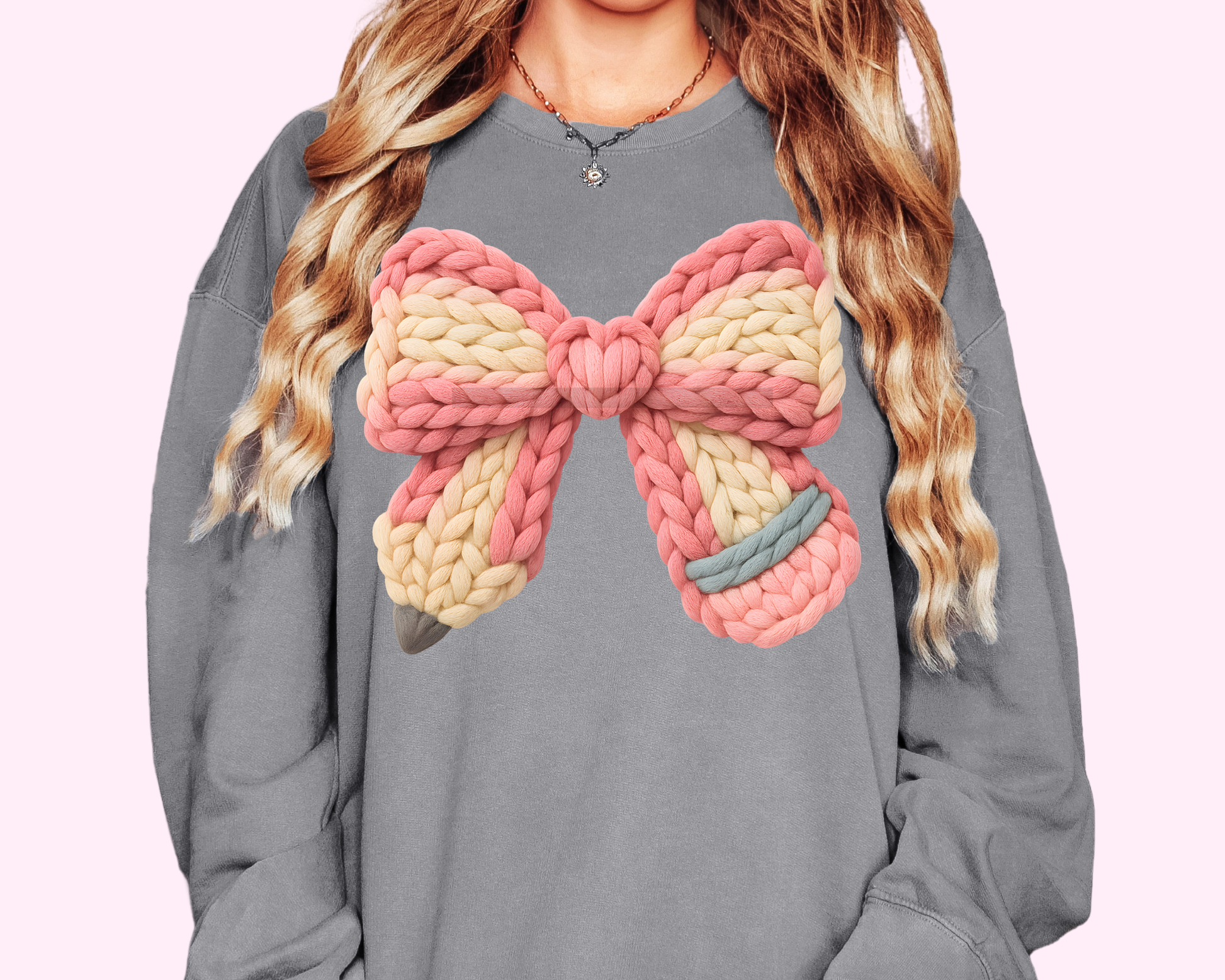 Teaching Faux Yarn Pencil Bow Valentines Day Love DTF TRANSFER