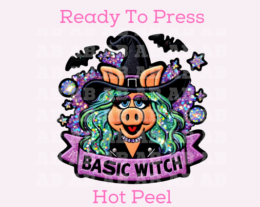 Faux Embroidery Miss Piggy Basic Witch Halloween DTF TRANSFER