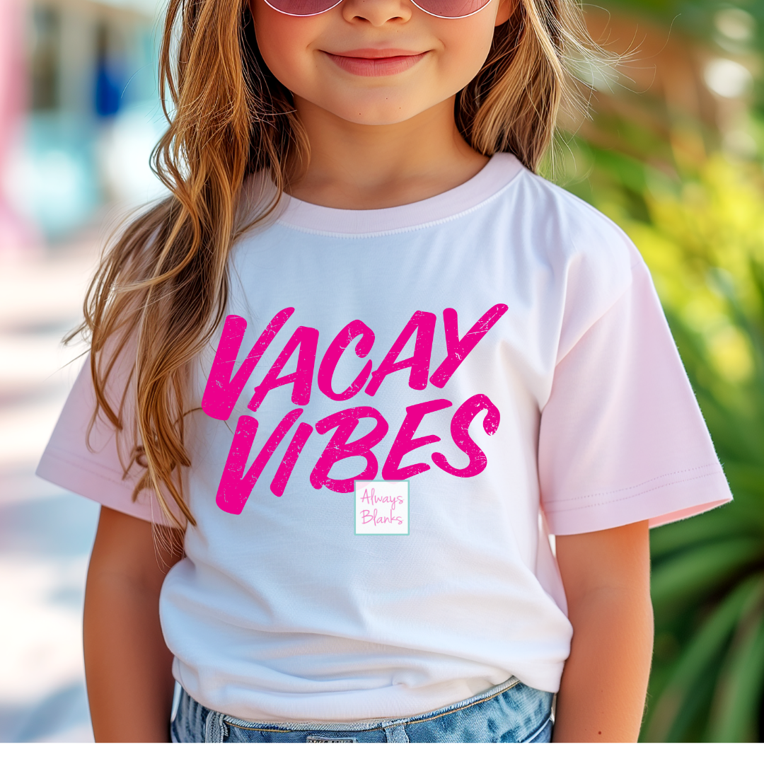 Vacay Vibes Pink (Distressed) Spring Break Summer DTF TRANSFER