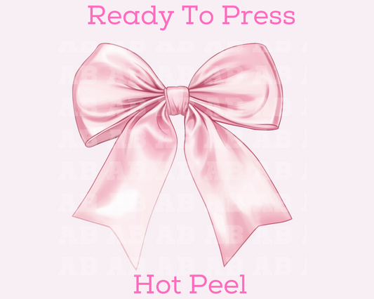 Pink Satin Coquette Bow Christmas DTF TRANSFER