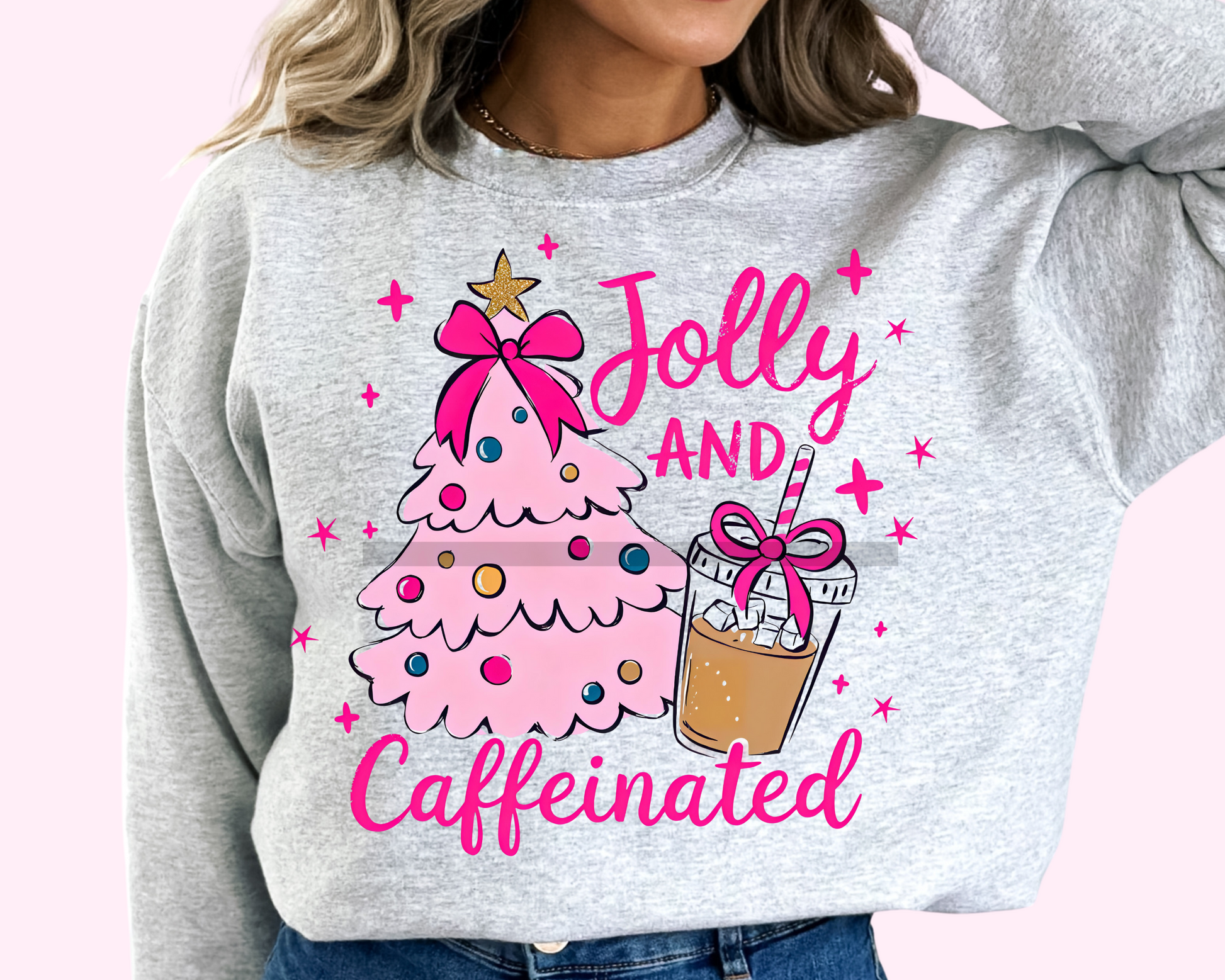 Jolly And Caffeinated Coffee Christmas  DTF TRANSFER or UV DTF STICKER