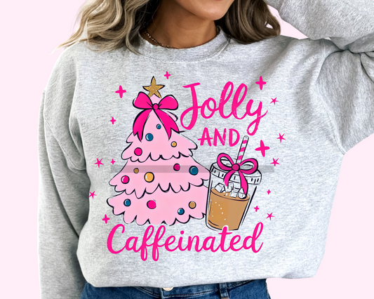 Jolly And Caffeinated Coffee Christmas  DTF TRANSFER or UV DTF STICKER