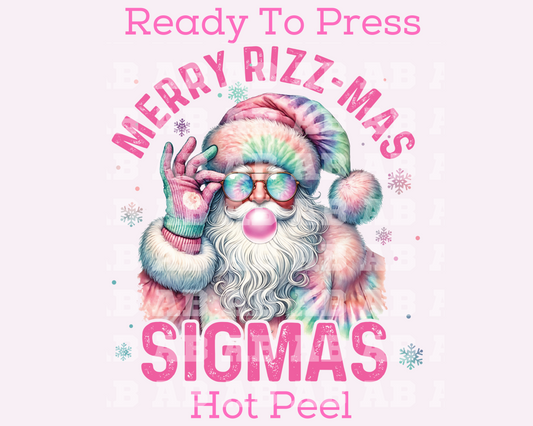 Pink Merry Rizz-Mas Sigmas (Distressed) Christmas DTF TRANSFER  or UV DTF STICKER