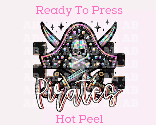 Checkered Pirates Faux Embroidery School Mascot DTF TRANSFER or UV DTF STICKER