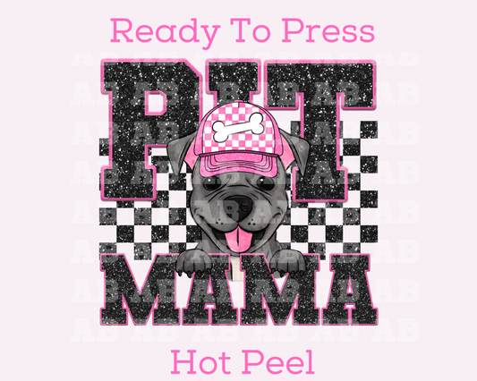 Pit Mama (Black) Faux Sequins Faux Embroidery Mom DTF TRANSFER