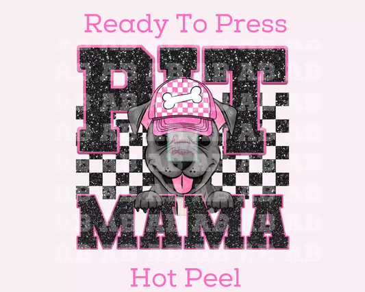 Pit Mama (Black) Faux Sequins Faux Embroidery Mom DTF TRANSFER or UV DTF STICKER DECAL