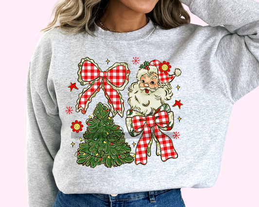 Santa Bow Tree Christmas DTF TRANSFER