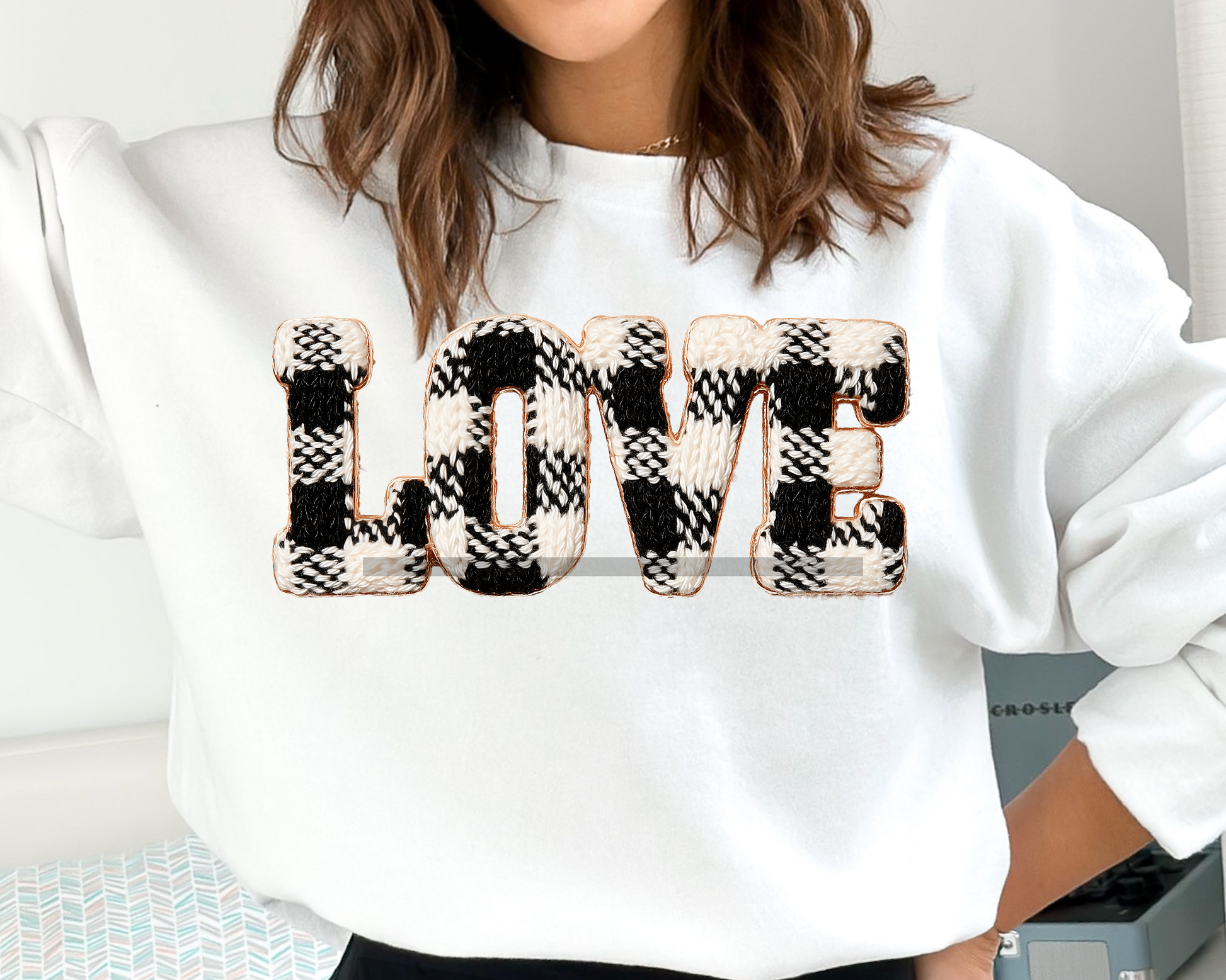 Faux Yarn Love Plaid Valentine's Day DTF TRANSFER or UV DTF STICKER