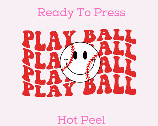 Play Ball Baseball DTF TRANSFER or UV DTF STICKER