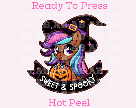 Faux Embroidery Sweet And Spooky Pony Halloween DTF TRANSFER