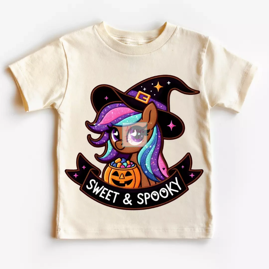 Faux Embroidery Sweet And Spooky Pony Halloween DTF TRANSFER or UV DTF STICKER DECAL