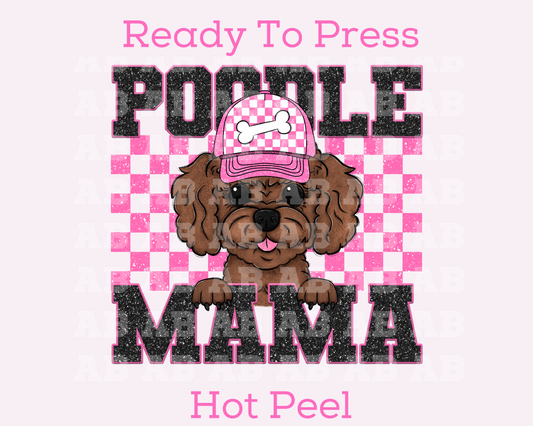 Poodle Mama (Pink) Faux Sequins Faux Embroidery Mom DTF TRANSFER