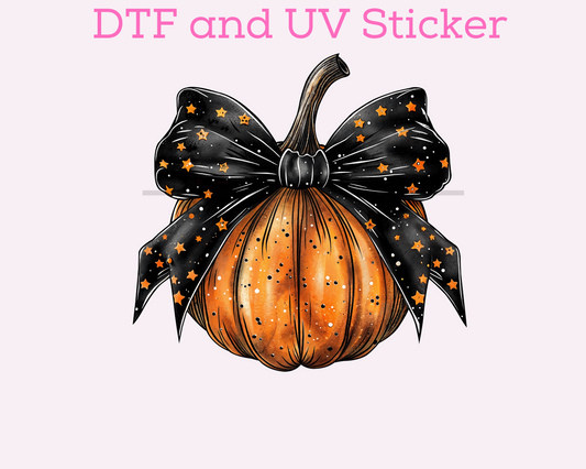 Pumpkin Bow Coquette Halloween DTF TRANSFER