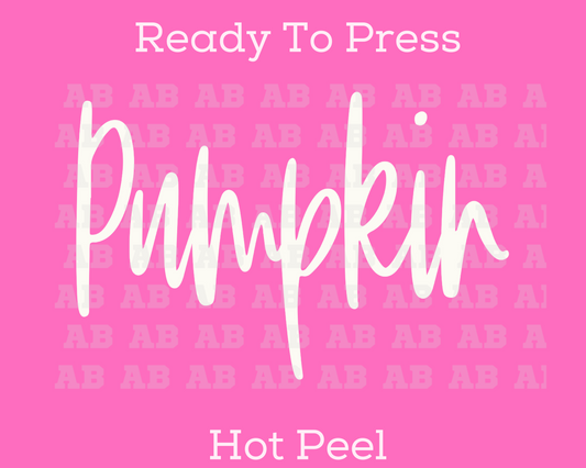 Pumpkin White Script Fall Halloween DTF TRANSFER