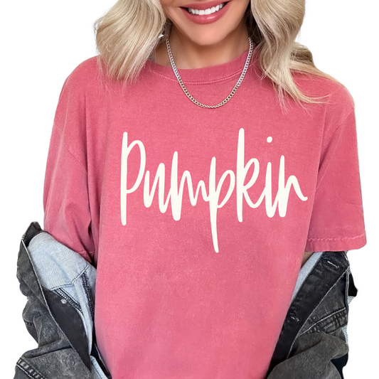 Pumpkin White Script Fall Halloween DTF TRANSFER