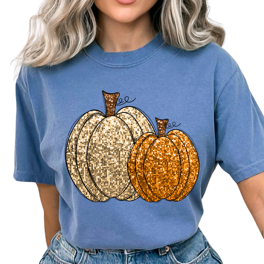 Faux Sequins Pumpkins Fall DTF TRANSFER or UV DTF STICKER DECAL