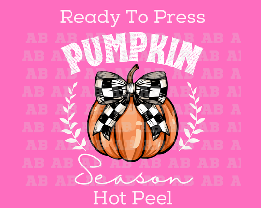 Coquette Bow Pumpkin Season (White) Fall DTF TRANSFER or UV DTF STICKER DECAL