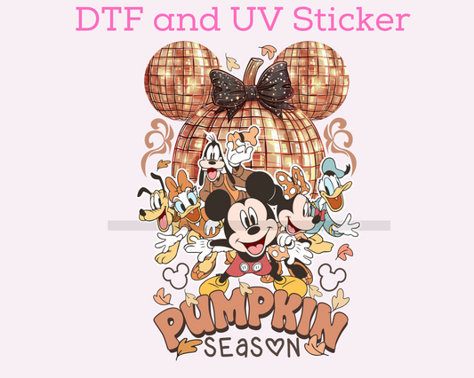 Magical Halloween Fall Pumpkin Season M0use Friends DTF TRANSFER or UV DTF STICKER