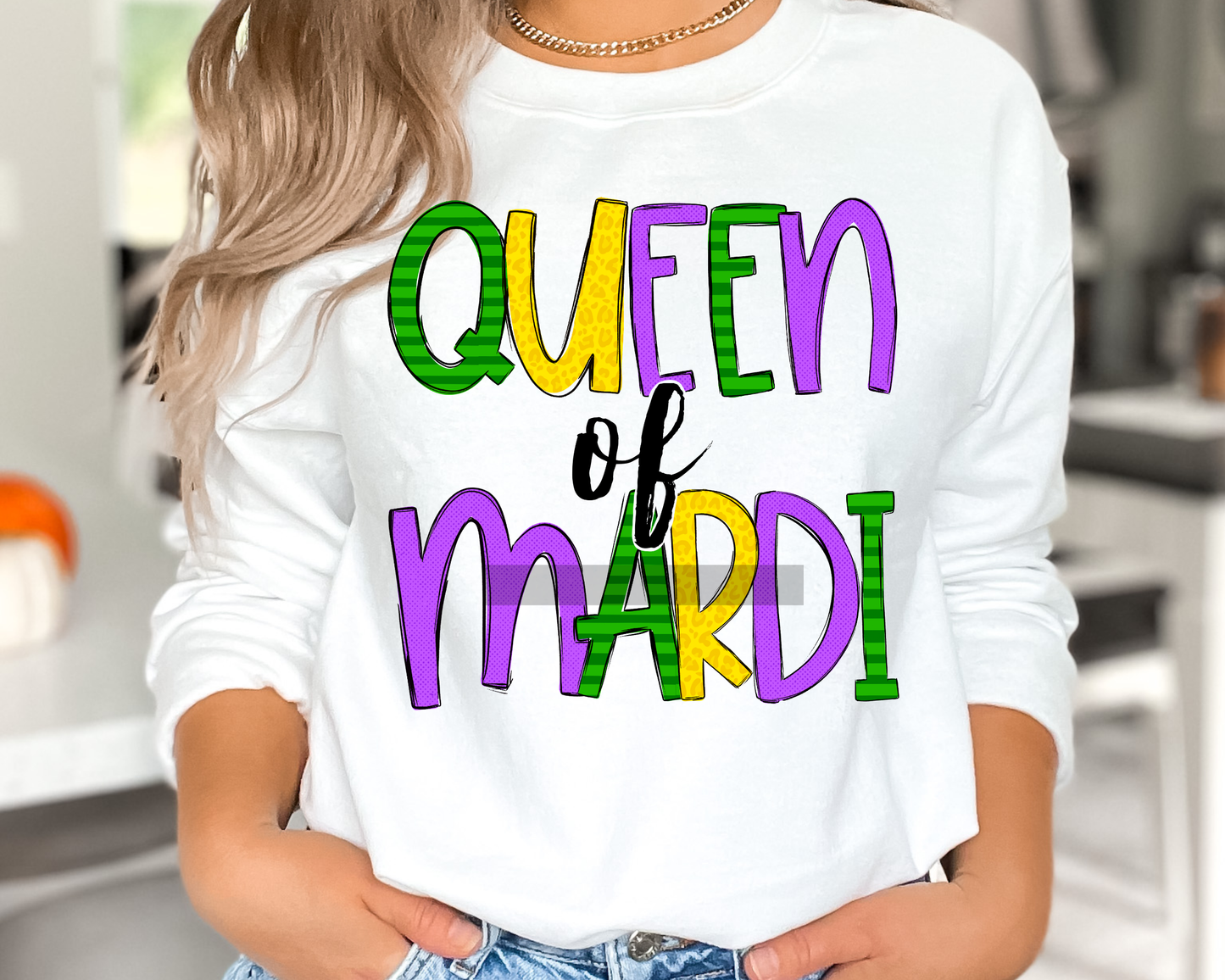 Queen of Mardi, Mardi Gras DTF TRANSFER or UV DTF STICKER DECAL