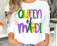 Queen of Mardi, Mardi Gras DTF TRANSFER or UV DTF STICKER DECAL