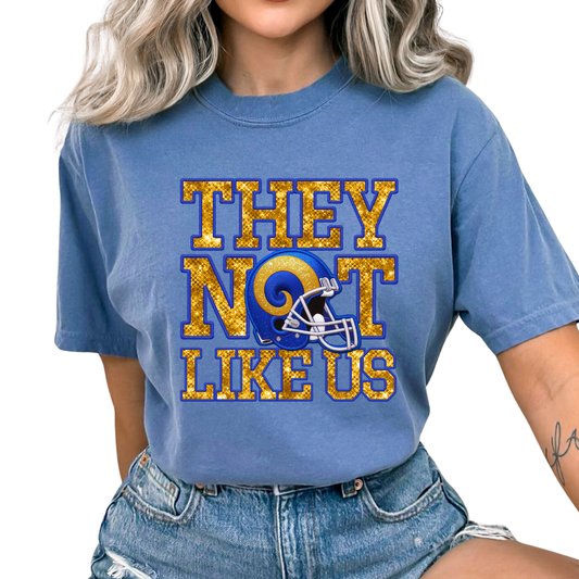 Rams They Not Like Us (Faux Embroidery) (Faux Sequins) Football DTF TRANSFER