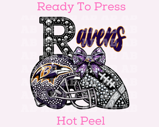 Ravens Faux Sequins Faux Embroidery Football DTF TRANSFER