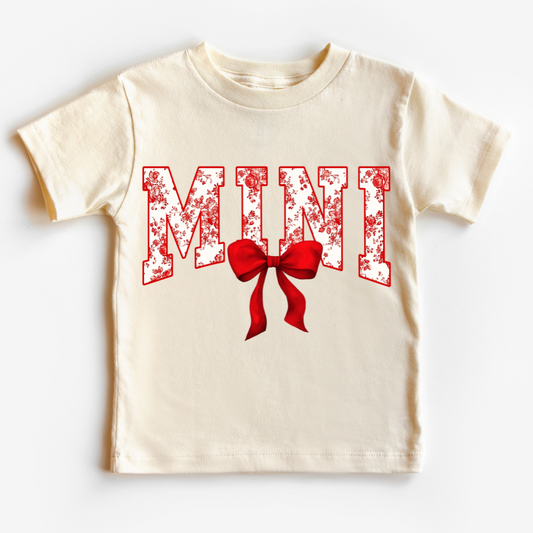 Varsity Red Floral Mini Coquette Bow Trendy Family Valentine's Day DTF TRANSFER or UV DTF STICKER