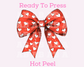 Red Coquette Bow With White Hearts Trendy Valentine's Day DTF TRANSFER