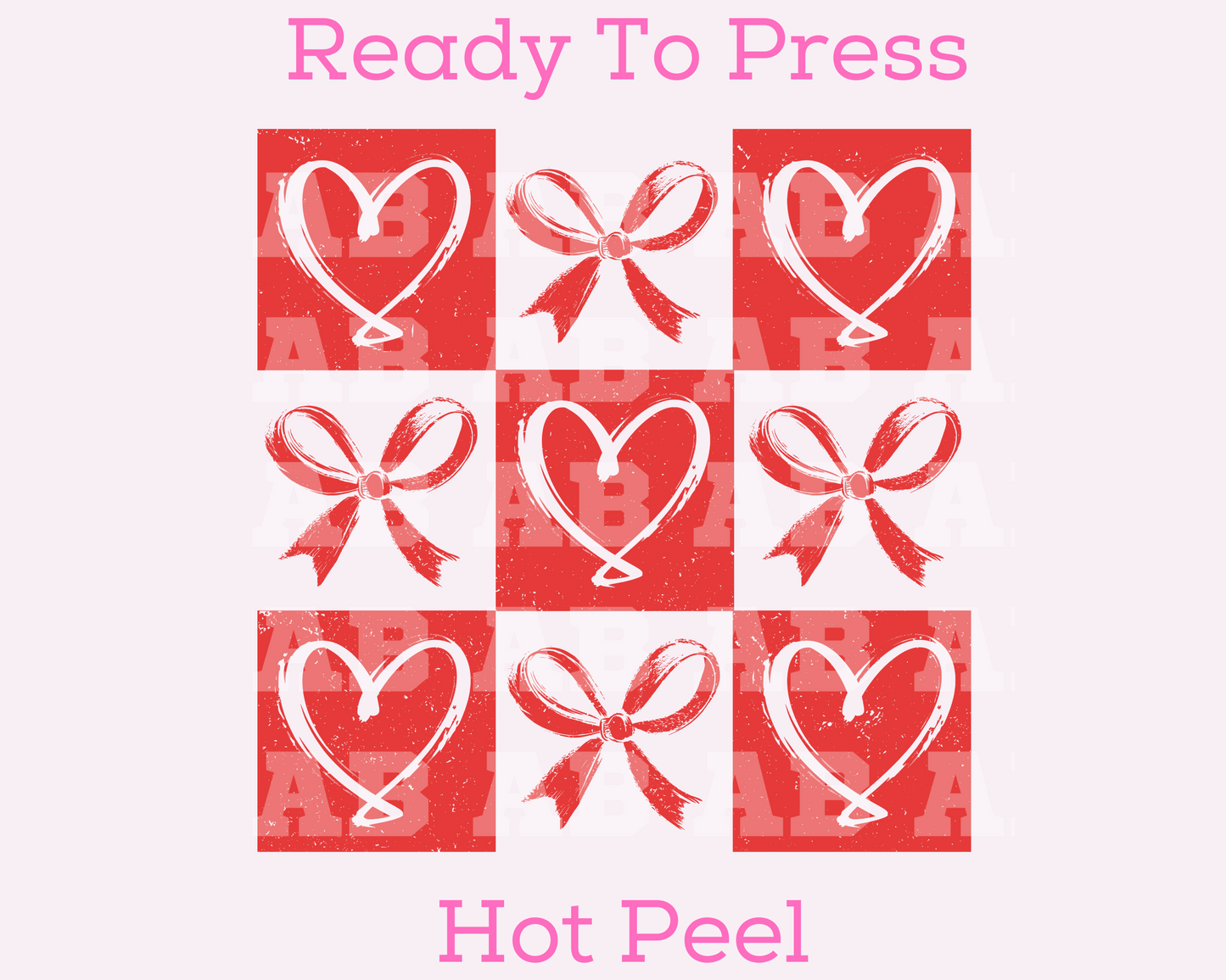 Coquette Bows And Hearts Checkered Trendy Valentine's Day DTF TRANSFER