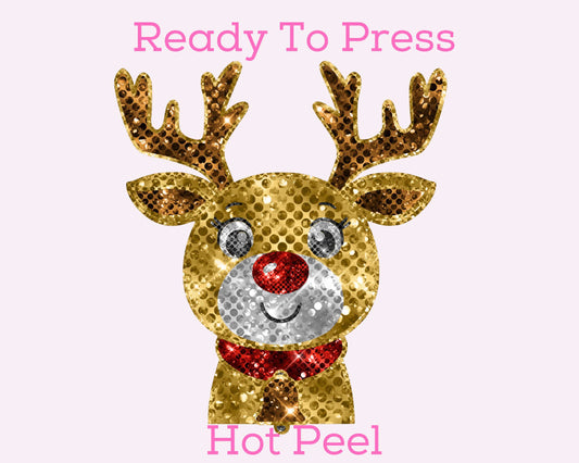 Faux Sequins Rudolph DTF TRANSFER