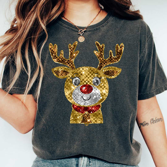 Faux Sequins Rudolph DTF TRANSFER