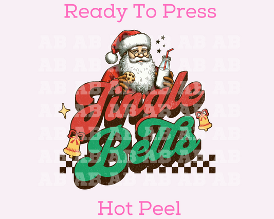 Retro Jingle Bells Santa Christmas DTF TRANSFER