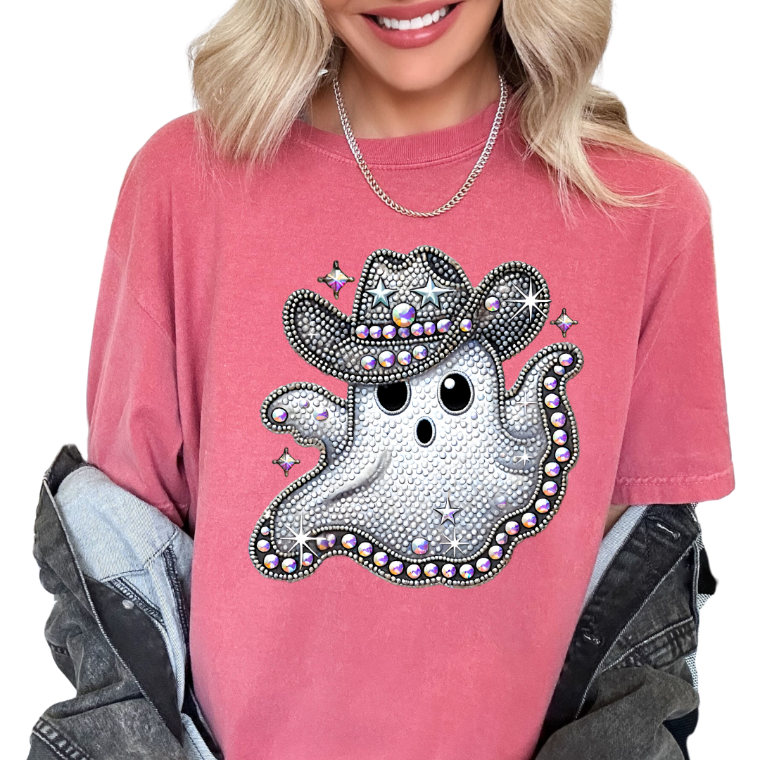 Cowboy Western Ghost (Faux Sequins) Halloween DTF TRANSFER